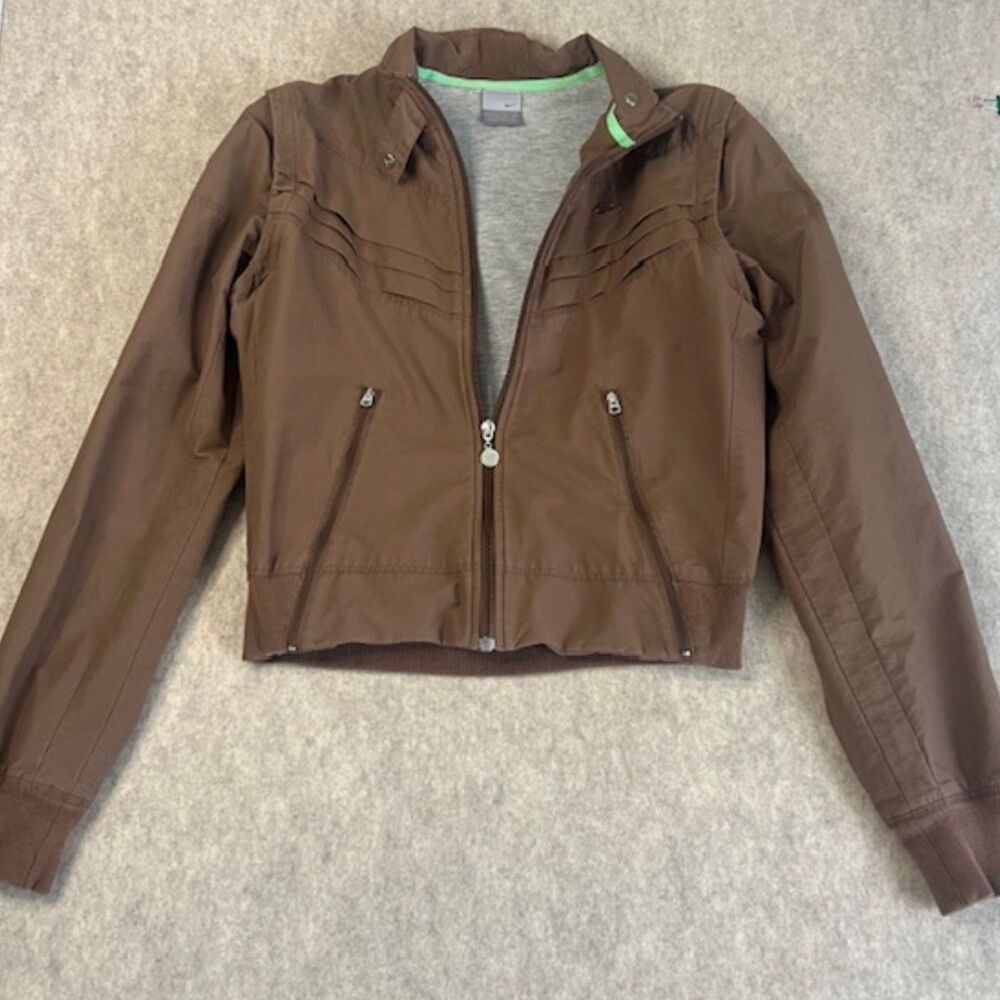 Nike Women’s Convertible Jacket Removable Sleeves Brown Green Size Medium